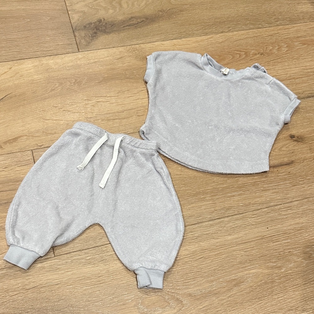 Gray Baby Matching Terrycloth Set